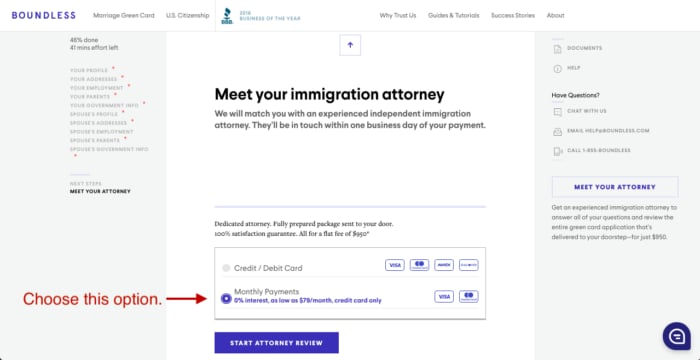 Boundless Checkout Page