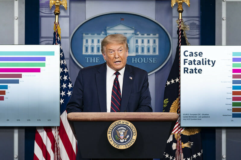 President Trump at a coronavirus press briefing