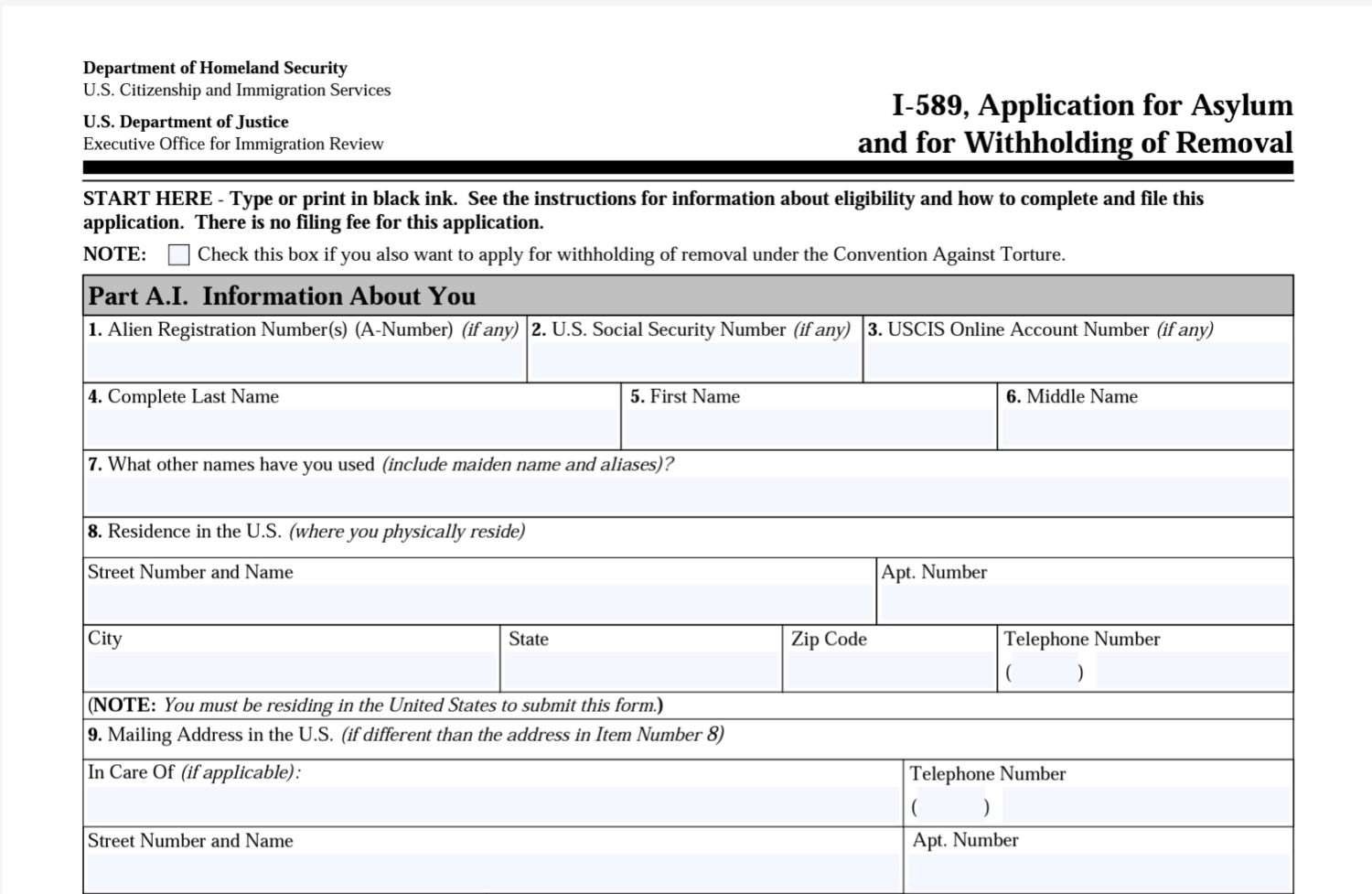 Form I-589, Explained - Asylum And For Withholding Of Removal