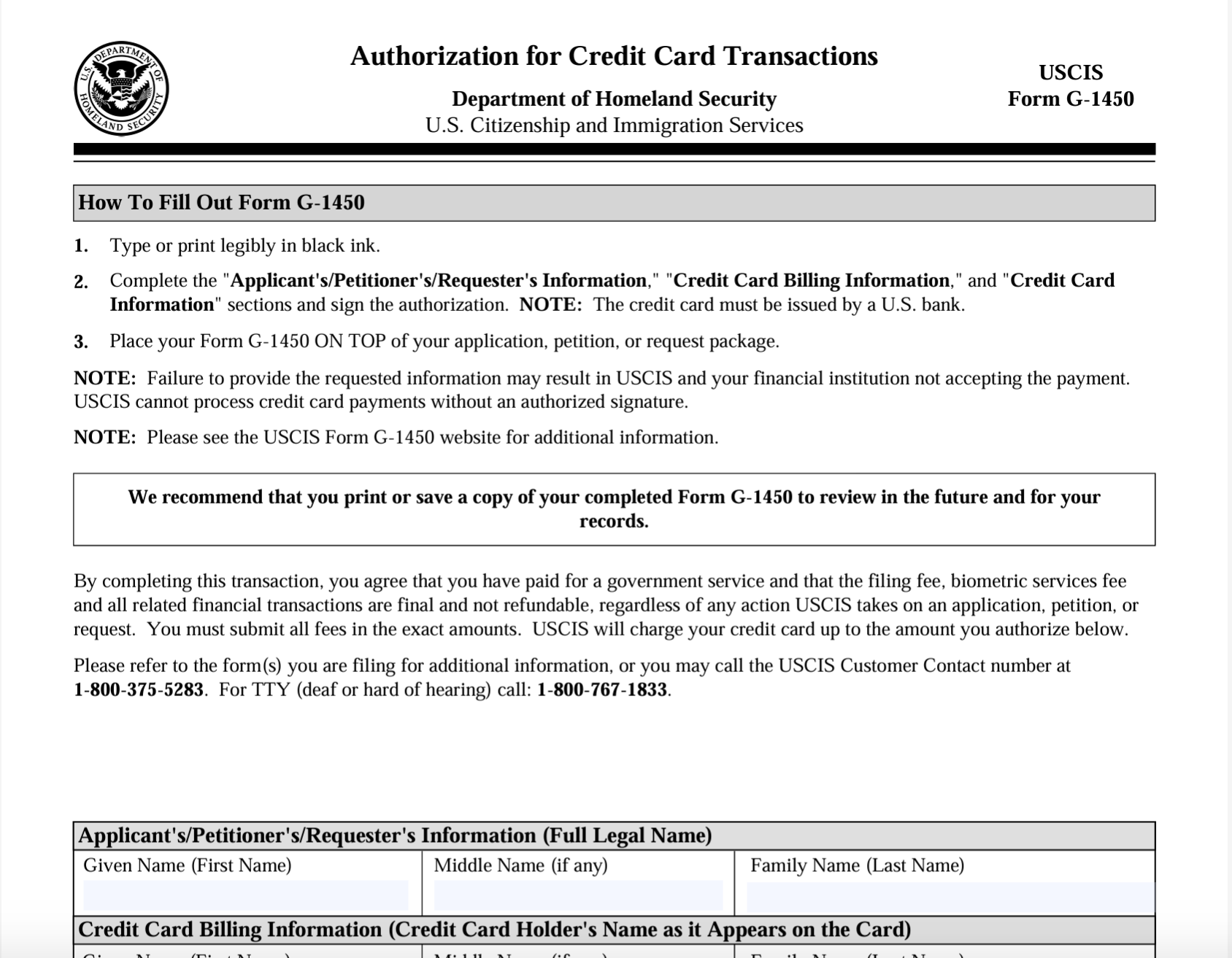 G-1450 Authorization for Credit Card Transactions, Explained