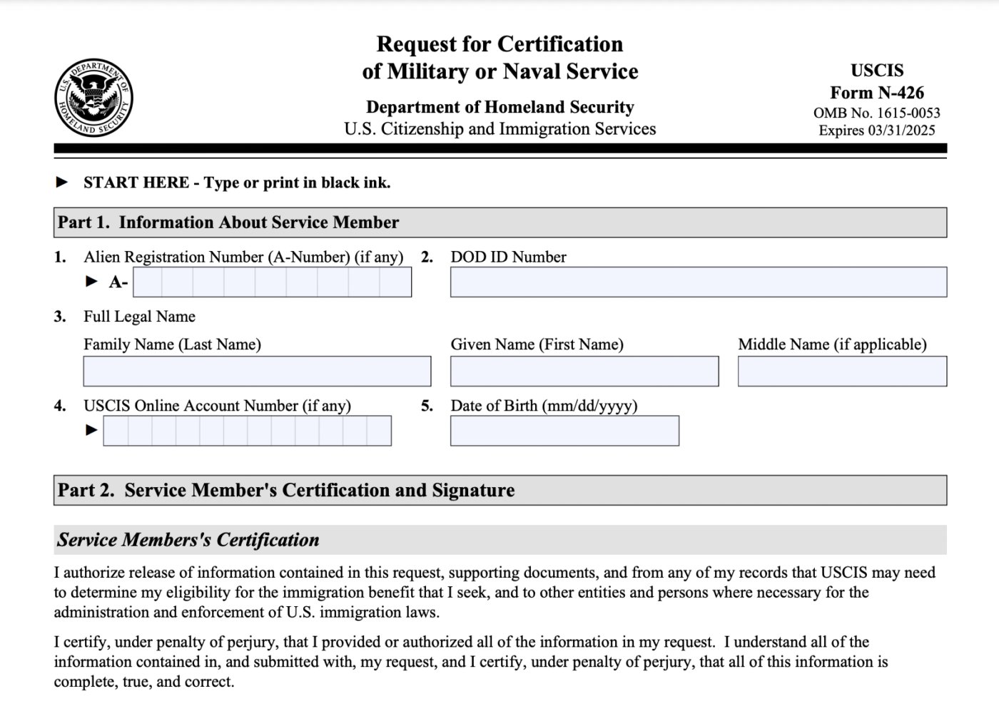 Form N-426, Explained