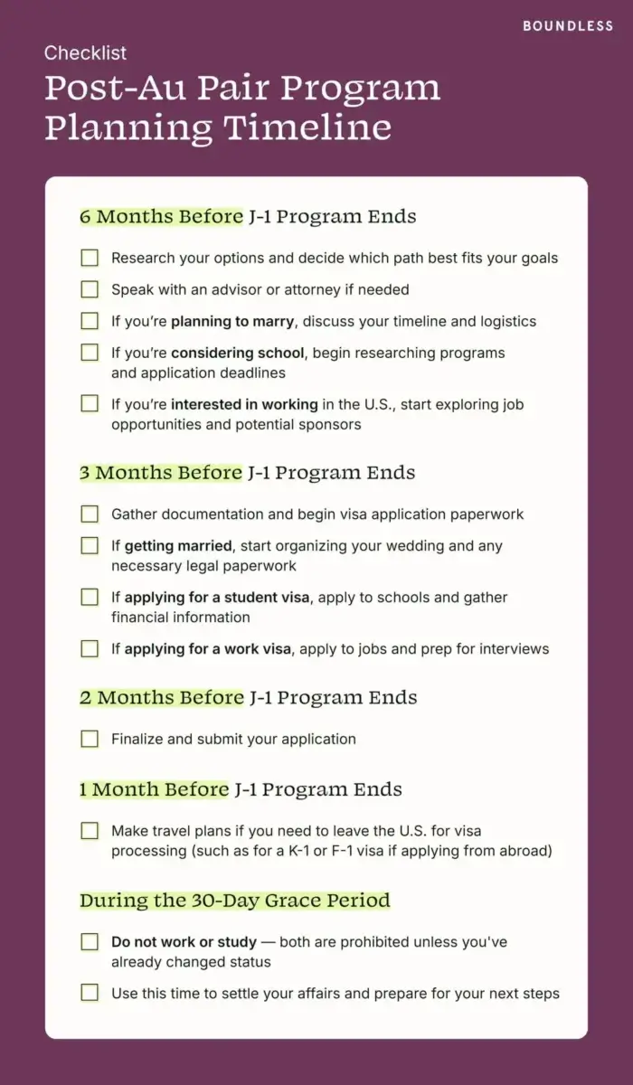 How to Stay in the U.S. After Your Au Pair Program Ends: Downloadable Checklist